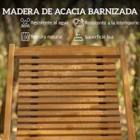 Outsunny Tumbona Silla Plegable de Madera de Acacia, Silla de Jardín Exterior con Reposapiés Desmontable y Cojín con Reposacabezas, Carga 160 kg, para Terraza, Patio, Playa, 158x61x70 cm, Beige - details 1