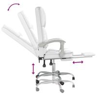 vidaXL Silla de oficina reclinable masaje cuero sintético blanco - details 4