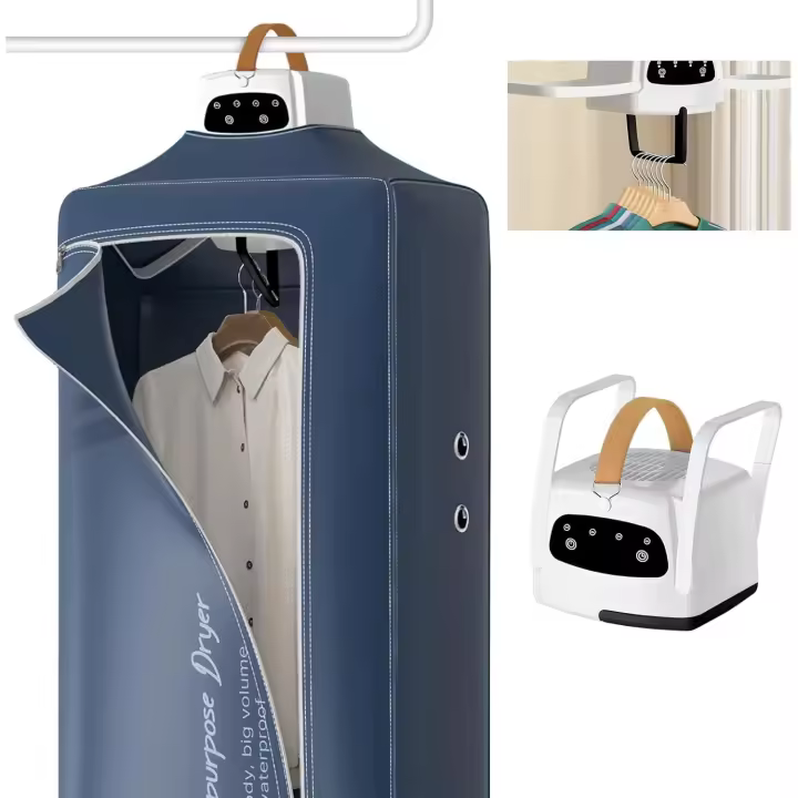 800 W, minisecadora Eléctrica con Bolsa de Lavajería, temporizador de 4H, secadora con aire acondicionado para el hogar, Lavandería, Viajes, enchufe de la UE (Azul) - 1