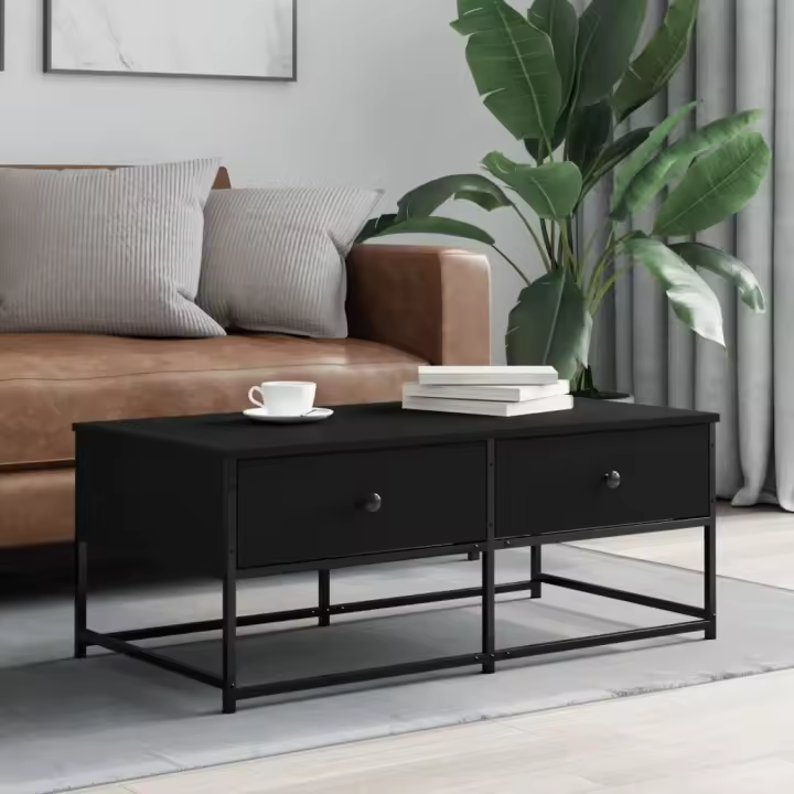 vidaXL Mesa de centro madera de ingeniería negro 100x51x40 cm - 1