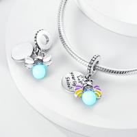 Encantos De Zirconia Inlaid En Plata De Ley 925 Con Cola De Abeja Brillo En La Oscuridad Encantos De Luciérnaga Y Estrella Para Pulsera Original Joyería DIY - details 5