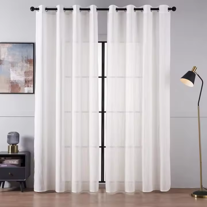Topfinel Visillos Salon 245 Visillos Dormitorios Blancas 2 Piezas para Ventanas Cortinas Translucidas Salon con Anillos para Habitaicion De Matrimonios Y Juvenil Cortinas Verticales 140x245 - 1