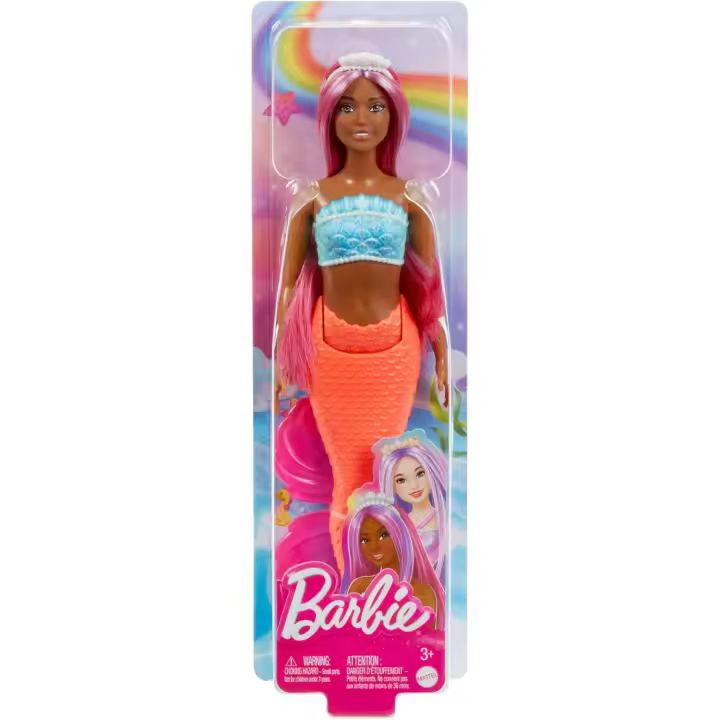 Barbie Sirena Cola Salmon muñeca sirena Mattel HRR04 - 1