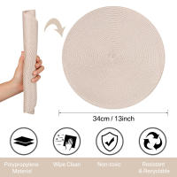 Juego De 6 Tapetes Redondos Tejidos Para Mesa De Comedor 34CM Antideslizantes Lavables Eco-amigables Para Navidad Y Halloween - details 0