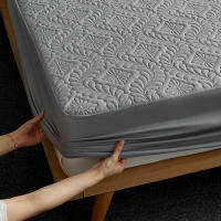 Sábana Impermeable Con Cinturones Elásticos Tamaño Queen/King Color Sólido Protector De Matrícula Para Cama Doble - details 0
