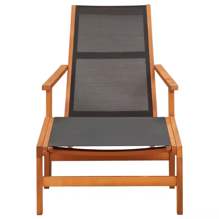 Silla de Jardín con reposapiés Madera de eucalipto y textilene - 1