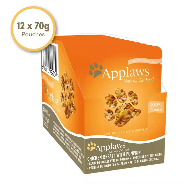 Applaws Sobres De Pollo y Calabaza Para Gatos 12 x 70gr - Sobres de Comida Húmeda para Gatos - 1