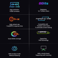 Gaming Monitor Curvo Pantalla para PC juegos KTC 32” inch 170Hz 2K QHD  H32S17  ( 2560x1440_1ms _ NTSC 85%_ Panel HVA 1500R Sin Marco_HDMI2.0_ DP1.4_ USB_Audio_ 16:9_ Flicker-Free_ Low Blue Light_ 300cd/m²_ 3500:1_ sRGB 99%)  FreeSync & G-Sync - details 1