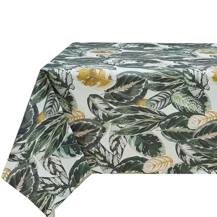 manteles mesa, mantel, Textil de cocina y mesa, mesa comedor, mantel mesa rectangular, Fácil de limpiar, Lavable, Impermeable, Ideal para interior y exterior,Modernos, striped plaid,multi-colored,hoja,planta,Rania,Rania mustard . - 1