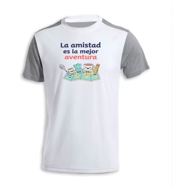 MERCHANDMANIA CAMISETA bicolor frase bonita amistad aventura vida camino tshirt - 1