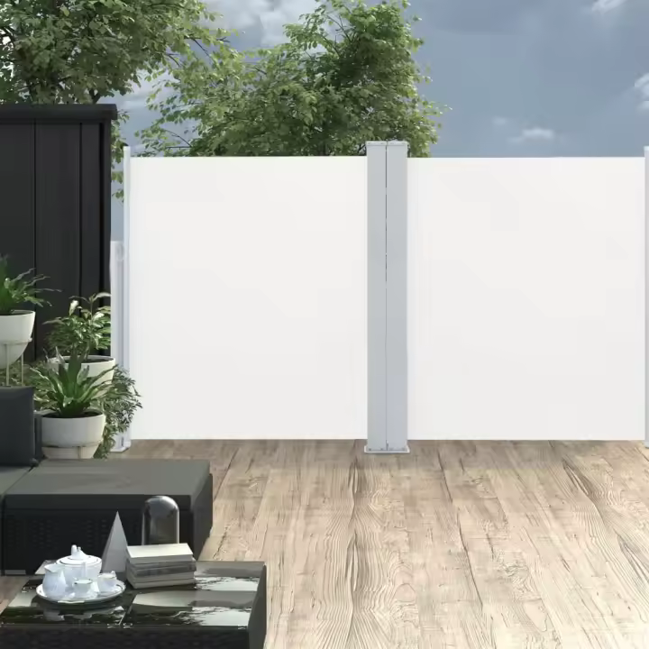 Toldo lateral doble retráctil de jardín color crema 170x600 cm - 1