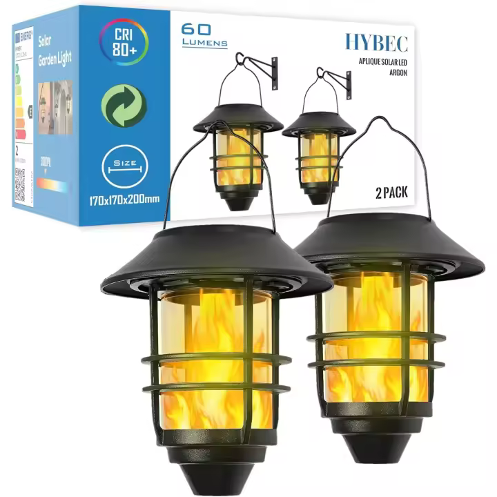 HYBEC - Farolillos Solares Exterior, Faroles solares exterior jardin, Farolillos Exterior, Farol Exterior Pared, Faroles Jardin Exterior, Farola Exterior, Farol Decoracion, Farolillos Solares - 1