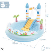 INTEX - Centro de juegos infantil hinchable con tobogán, 196x178x127 cm, castillo unicornio con rociador de agua, bolas de colores y anilla de juego, piscina - details 3