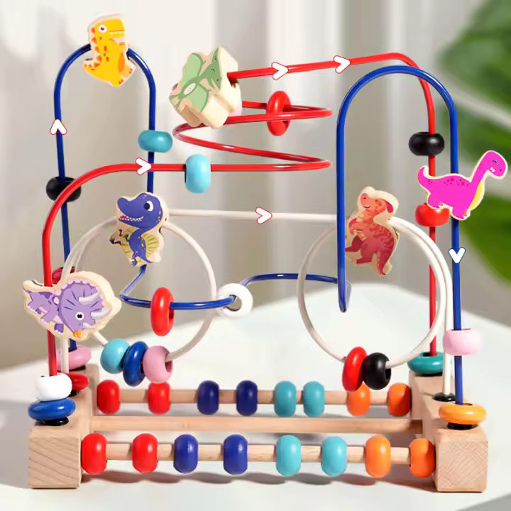 Juguetes Montessori Para Bebés Madera Dinosaurio Carrusel De Bolas Laberinto Educativo Para Niños Juego De Matemáticas Tema Animales Y Naturaleza - 1