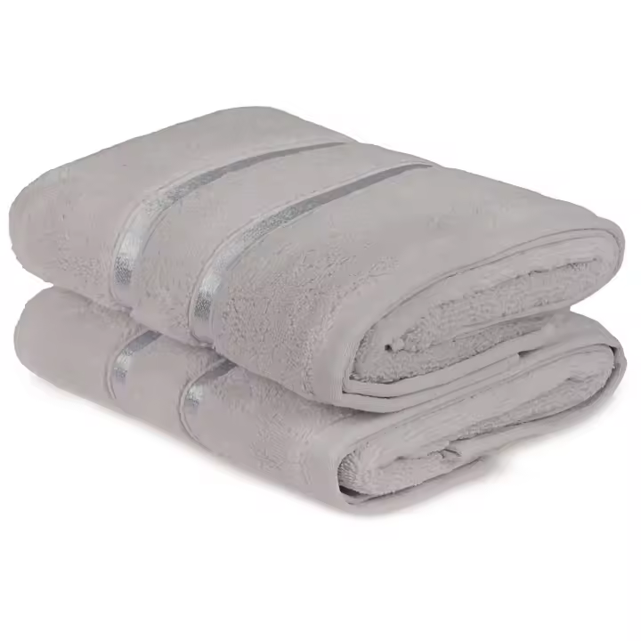 Wellhome Juego de Toallas de Mano Suaves y Absorbentes Azul Claro y Gris Claro 100% Micro-algodón 2 Piezas - 1