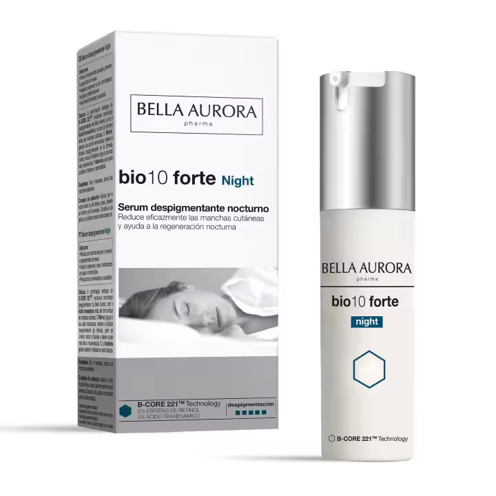 BELLA AURORA - Bio10 Forte Night 30 ml, Tratamiento Despigmentante Intensivo Nocturno, Sérum Antimanchas, Potencia Regeneración Nocturna, Todo Tipo de Piel, Aporta Luminosidad, Tecnología B-CORE221 - 1