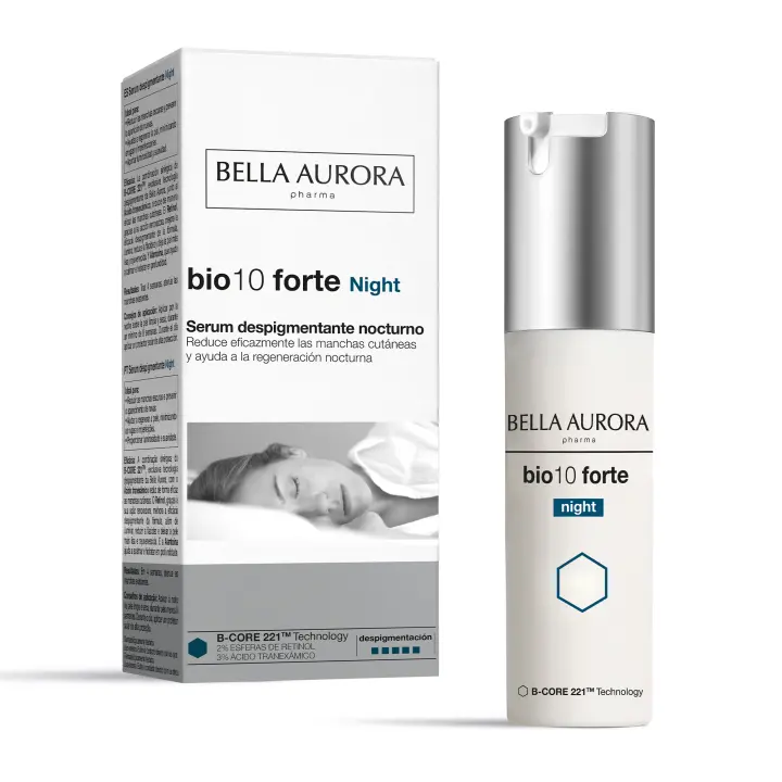 BELLA AURORA - Bio10 Forte Night 30 ml, Tratamiento Despigmentante Intensivo Nocturno, Sérum Antimanchas, Potencia Regeneración Nocturna, Todo Tipo de Piel, Aporta Luminosidad, Tecnología B-CORE221 - 1
