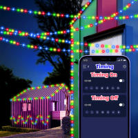 Luces De Navidad Bluetooth Inteligentes RGBIC LED Solar Impermeables Para Exterior Decoración De Año Nuevo Lámpara Fae Tirada 8M 12M - details 10