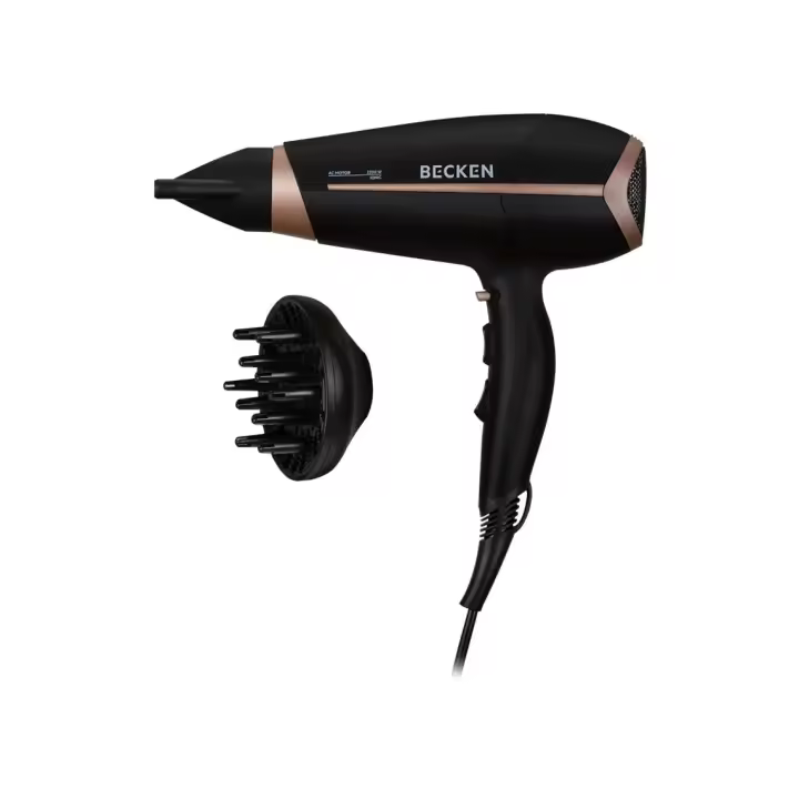 Becken BPHD4501 - Secador Pelo Profesional 2200W, Iónico, Concentrador y Difusor, 2 Velocidades, 3 Ayustes de Temperatura, Negro - 1