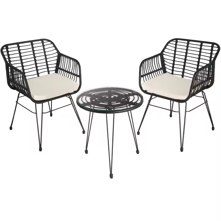 Tectake - Conjunto de jardín Molfetta | Conjunto de jardín para dos personas | Fino trenzado de poliratán con protección UV | Estructura estable de sólido acero - 1