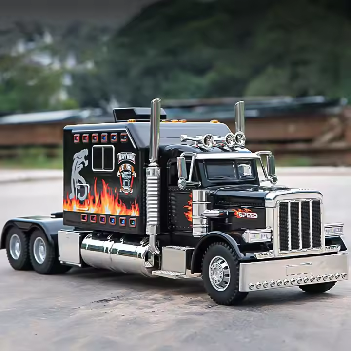Camión Peterbilt 389 1:24 Con Sonido Y Luz Para Niños Coche De Juguete De Aleación De Metal Regalo De Cumpleaños Coleccionable - 1