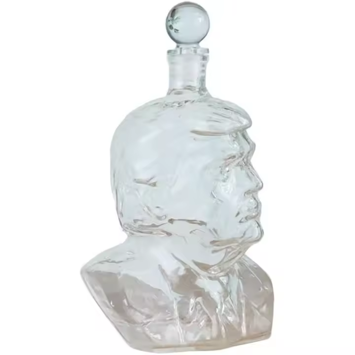Botella de whisky divertida, decantador de vidrio único (2025), botella de whisky Presidential Head, juego de decantador de vino y whisky, decantador de whisky de 26 oz, regalo para la decoración del bar del hogar para los amantes del whisky (colorido) - 1