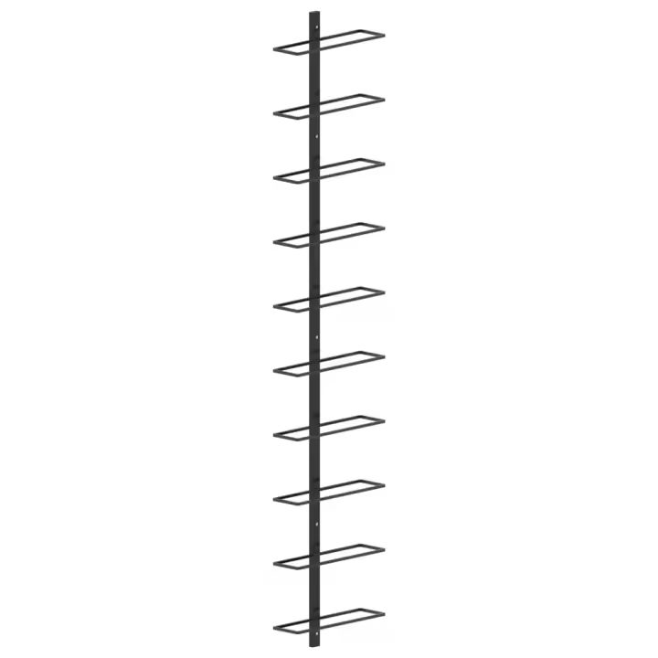 vidaXL Botellero de pared para 10 botellas metal en color Negro/Blanco/Dorado - 1