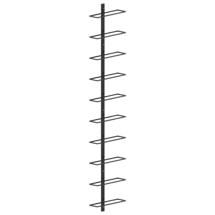 vidaXL Botellero de pared para 10 botellas metal en color Negro/Blanco/Dorado - 1