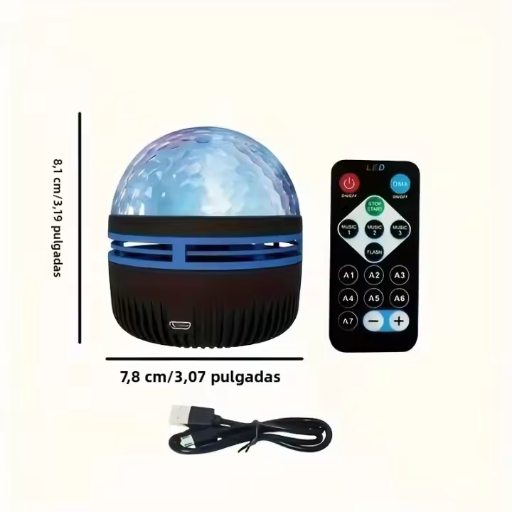 Proyector LED 2-en-1 Luz De Noche Con Ondas De Mar Y Aurora Boreal Incluye Control Remoto 14 Efectos Vibrantes Fuentede Alimentación Incluida Idea - 1