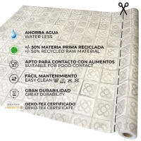 Mantel para mesa rectangular, Antimanchas, Impermeable, Para el hogar, Cuadrado, Panot Barcelona, Flor de Barcelona, Gris claro - details 2