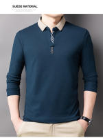 Camisa Polo Casual Para Hombres Con Rayas Y Cuadros Manga Larga Estilo Solido Moda Top De Cuello Redondo Material De Algodón - details 5