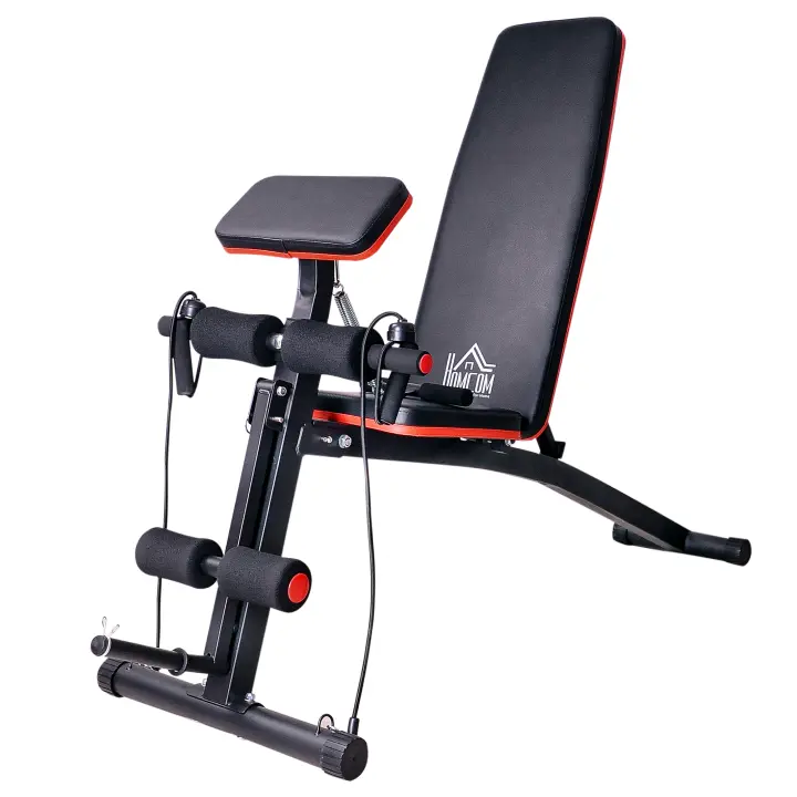 HOMCOM Banco de Mancuerna Plegable Inclinable Banco de Pesas Musculación Multifuncional para Entrenamiento Completo Máquina de Fitness Gimnasio Hogar - 1