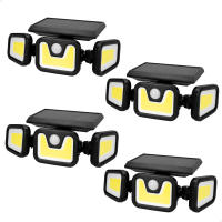 Aktive - Pack 4 Apliques LED solares, 350 lúmenes, sensor de movimiento, 3 modos de iluminación, batería solar, autonomía 8-10 horas, IP44, instalación sin cables - details 0