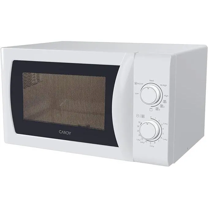 Candy Idea CMG20SMW Microondas con Grill, 20L, 700W-1050W,5 Niveles de Potencia, 4 Programas Automáticos,Alerta Acústica Finalización,Plato 25,5CM, Grill Rack,Descongelación, Apertura Izquierda,Blanco - 1