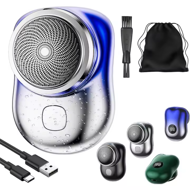 Afeitadora eléctrica portátil TLOPA Mini-Shave, resistente al agua, portátil y potente, ideal para viajes, oficina, negocios, con cepillo de limpieza y carga rápida USB (azul degradado). - 1