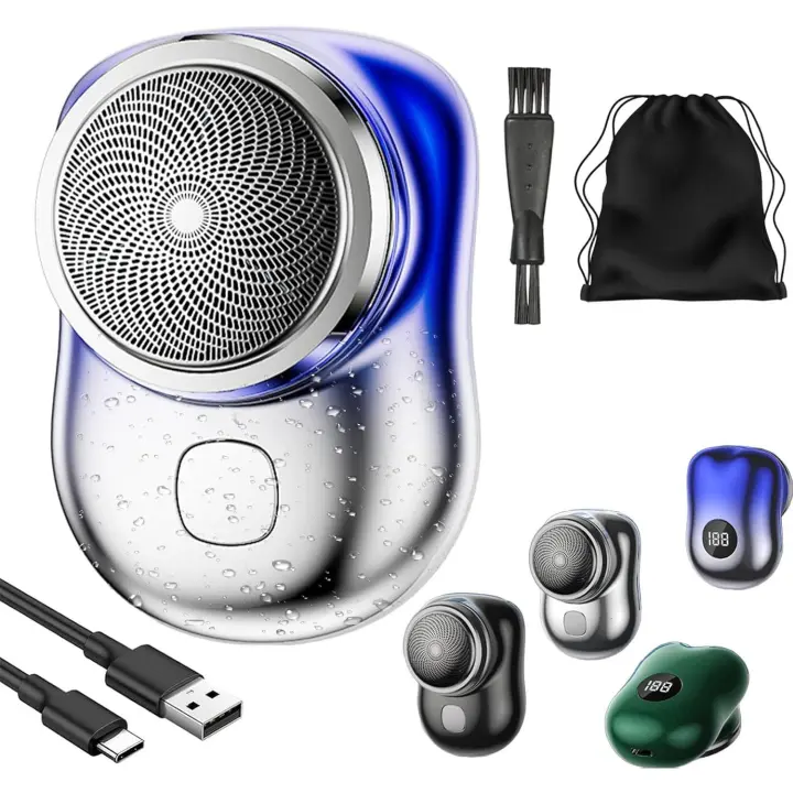 Afeitadora eléctrica portátil TLOPA Mini-Shave, resistente al agua, portátil y potente, ideal para viajes, oficina, negocios, con cepillo de limpieza y carga rápida USB (azul degradado). - 1