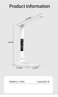 Lámpara De Mesa LED Plegable USB Protección Ocular Para Lectura 3 Colores Regulables Tiempo Fecha Temperatura Carga Luz Nocturna Táctil - details 13