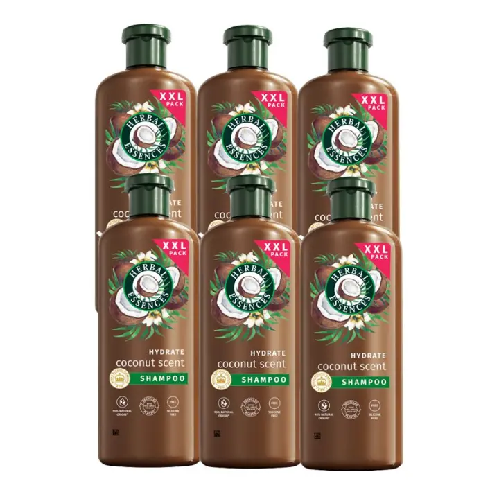 Herbal Essences | Champú Hidratante Aroma a Coco Para Pelo Muy Seco. Ayuda A Hidratar Intensamente, Cabello Suave. De Origen Natural. Sin Siliconas, Vegano, No Testado En Animales 6x680ml - 1