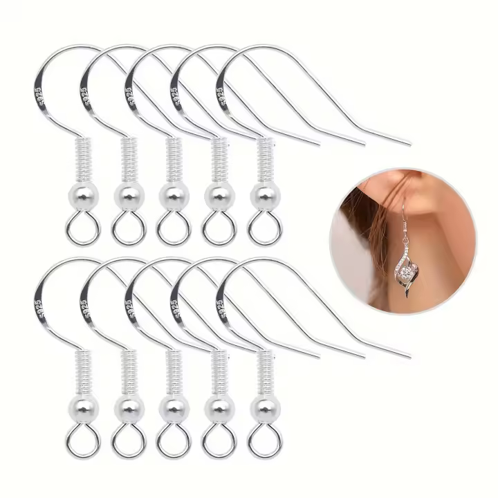 100pcs Oídos De Pescuezo De Plata Esterlina Para Joyería DIY Y Hecho a Mano Con Resorte Bola Accesorios De Joyería - 1