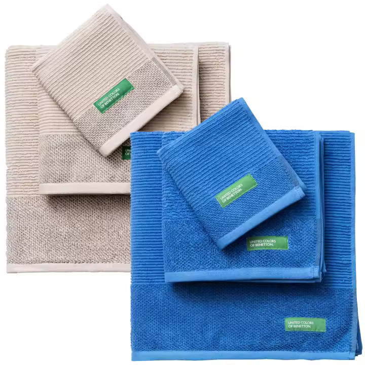 PACK DE 2 SET DE 3 TOALLAS DE BAÑO CADA UNO EN COLOR AZUL Y OTRAS EN VERDE - 1