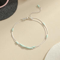 Pulsera De Tobillo Para Mujer Estilo Bohemio Minimalista Con Cristales Naturales Y Cadena Plateada Regalo Para Fiesta En La Playa - details 7