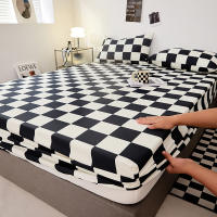 Sábana Ajustable Reina Talla Con Banda Elástica Cubierta De Mátress Negro Y Blanco Sábana De Alta Calidad Sábana Tat 40TC Plaid - details 5