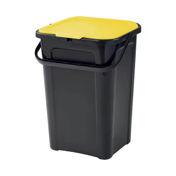 Cubo de Basura 44L Tontarelli Cover Line con Base Negra y Mango ámbar - 1