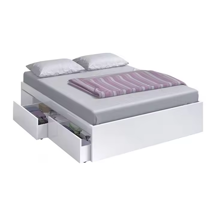 CAMA EXPRESS Cama con 4 cajones para somier 150 x 190 cm en color blanco artik con medidas: 196 x 156 x 37 cm - 1