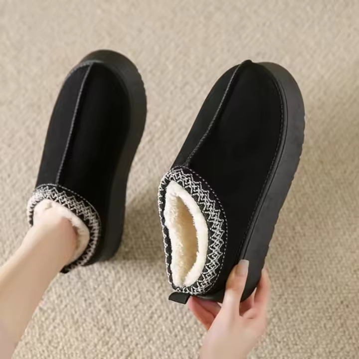 Botas De Nieve Para Mujer 2024 Con Plush Interior Cálido Y Confortable Botas De Plataforma Sin Tacón Material De Suela RUBBER Talla True British Style - 1