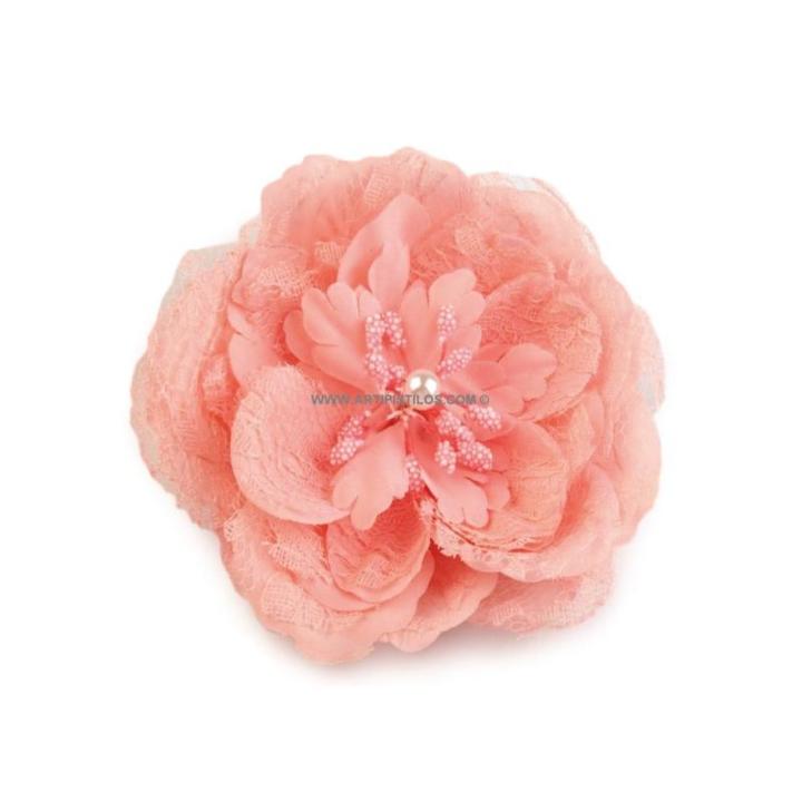 Flor Rosa de Tela 11 Cm con Broche - Ideal para Decorar - Flores y Plantas Artificiales
