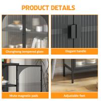 Gabinete lateral de metal, decorativo Armarium con 2 deflectores de Vidrio, Modern Armarium de café bar con estante ajustable para Cocina, Sala de estar y pasillo, Hierro, terreno alto 80 cm x ancho 80 cm x profundidad 35 cm - details 4