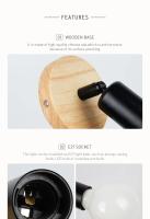 Lámpara De Pared De Madera Vintage Con Base E27 Estilo Negro Y Blanco Para Decoración De Hogar Restaurante Café Iluminación Decorativa - details 5