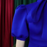 Vestido Elegante De Fiesta Para Mujer 2024 Con Cuello Con Lazo Manga Corta Cintura Alta A-Line Plisado Hasta El Tobillo Vestido De Cumpleaños - details 20