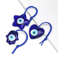 Lucky Eye Glass Drop Aceite Turco Mal De Ojo Colgante De Corazón De Mano De Fatima Para Puerta De Cuerda Tejida Joyería Para Hombres Y Mujeres Llavero De Moda - details 8